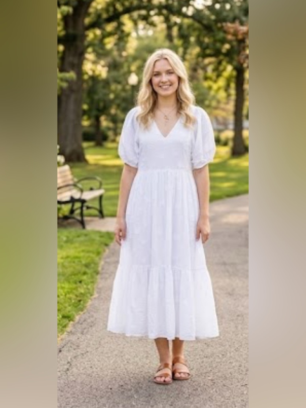 Madewell White Puff midi dress size M